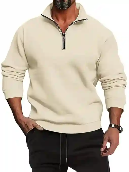 DENIMHOLIC Men High Neck Zipper Full Sleeve Cotton Knitted Winter Sweater
